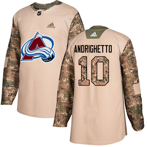 Adidas Avalanche #10 Sven Andrighetto Camo Authentic Veterans Day Stitched Youth NHL Jersey